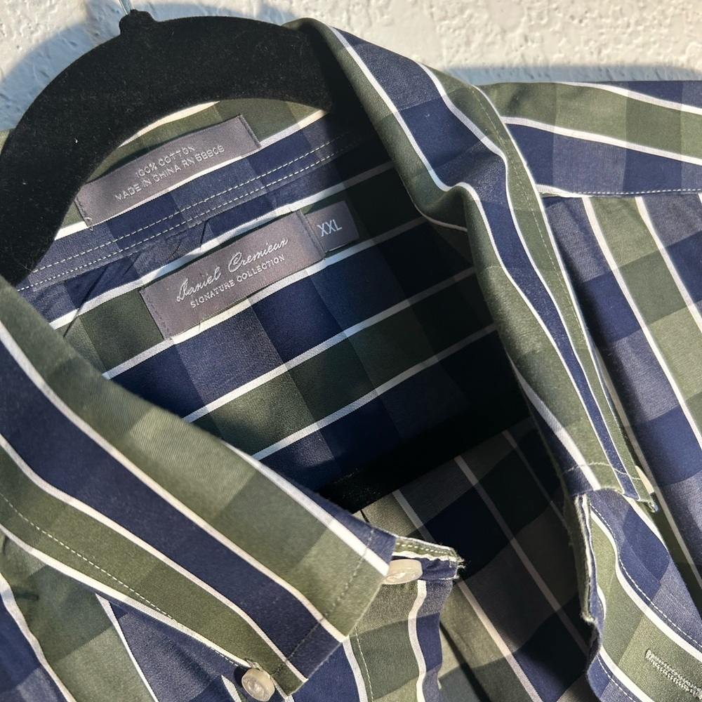 Daniel Cremieux 🌚 Men's Blue and Green Plaid Shirt - Picture 2 of 4